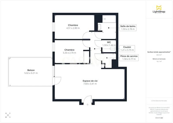 Vente Appartement 3 pièces de 66m² - 33400 Talence
