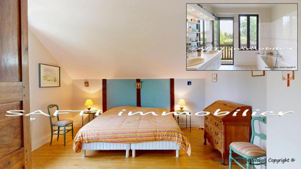 Propriété d’exception à 1 heure de PARIS : 335m2 habitables, 6/7 chambres, piscine, dépendances, parc de 7600m2 + projet d’aménagement sur encore 300m2.