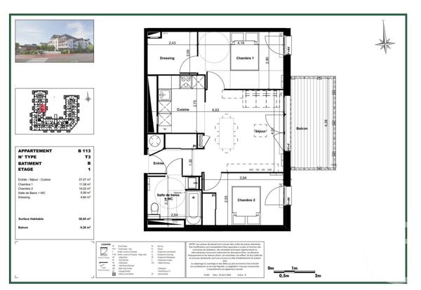 Appartement T3 à vendre  3 pièces - 58,85 m2 GUJAN MESTRAS - 33