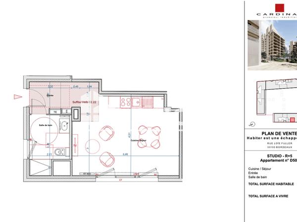 Location Studio meublé 36.14 m² - RESIDENCE ECHAPEE BELLE D Bordeaux 33100