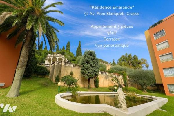 GRASSE, Rés. EMERAUDE, 52 av. Riou Blanquet. 3p de 96,46m² + Cave + Garage double en sus