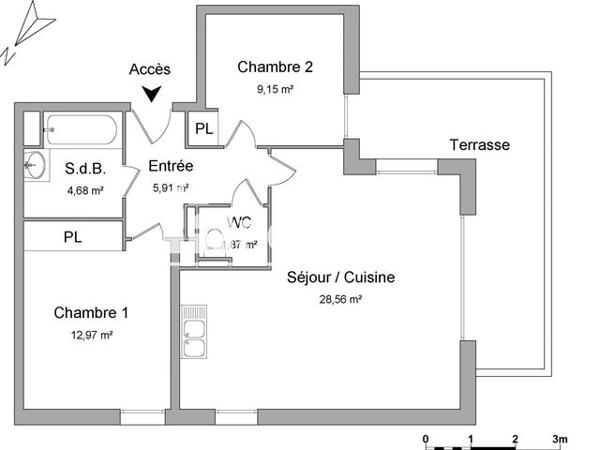 Location Appartement 3 pièces 63.1 m² - 162/164 AVENUE DE LAVAUR Toulouse 31500