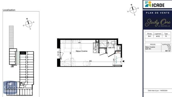 Appartement à louer 1 pièce 20.7m² La Rochelle (17000)