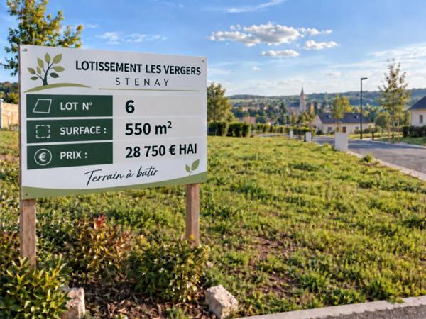 Stenay 55700 terrain à bâtir viabilisé 550 m² Lot n° 6   |   Lotissement Les Vergers   |   28 750 € honoraires inclus