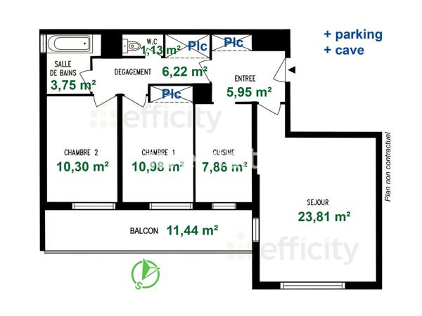 Appartement 3 pièces - 70 m²