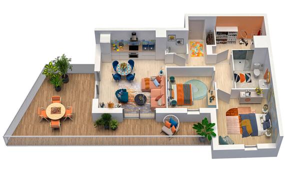 GUILERS - Appartement neuf 3 pièce(s) 64.03 m2 avec terrasse 33.09 m2