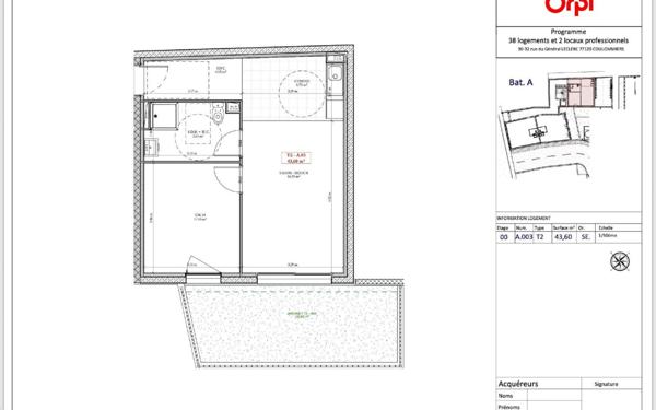 Appartement à vendre    1 pièce • 43,60 m2 Coulommiers