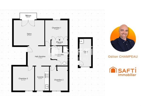 Appartement 4 pièces – 74 m² – parking + cave