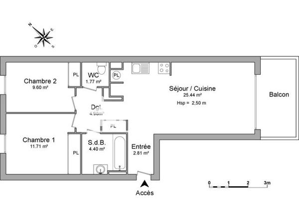 Location Appartement 3 pièces 60.7 m² - 1 ET 3 CHEMIN DE VIREBENT Toulouse 31200