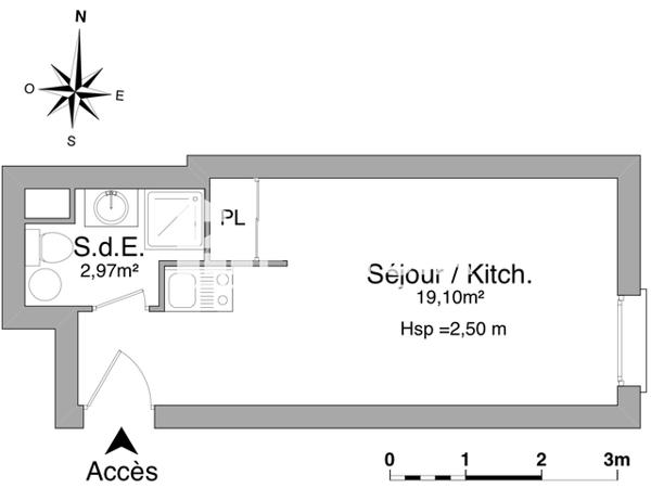 Location Studio 22.07 m² - 20 RUE JEAN JACQUES ROUSSEAU Le Havre 76600