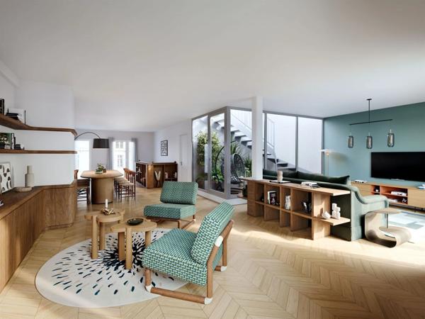 T5 duplex neuf à vendre PARIS 18e, surface 147,16 m² + balcons + terrasses 95 m2.