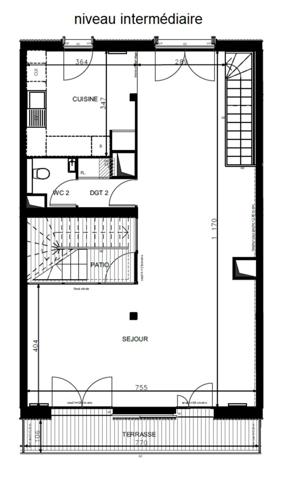T5 duplex neuf à vendre PARIS 18e, surface 147,16 m² + balcons + terrasses 95 m2.