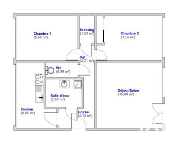 Appartement à vendre 3 pièces 56,13 m² Le Mans