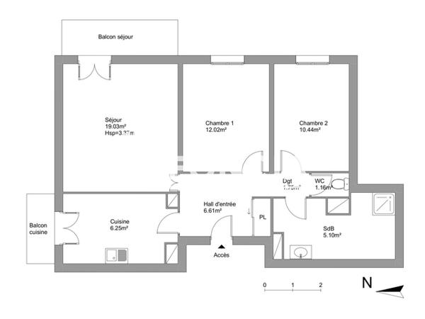 Location Appartement 3 pièces 62.36 m² - 2 RUE ARISTIDE BRIAND Bourg En Bresse 01000
