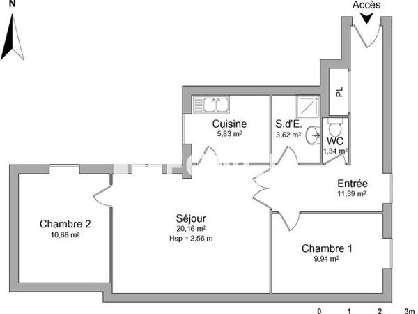 Location Appartement 3 pièces 62.96 m² - 10 RUE BELLECORDIERE Lyon 69002