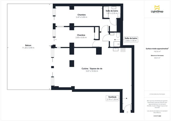 Appartement 3 pièces - 105 m² Bien prestige
