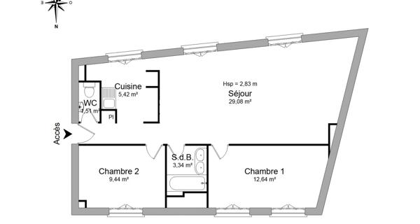 Location Appartement 3 pièces 61.43 m² - Marly-le-roi 78160