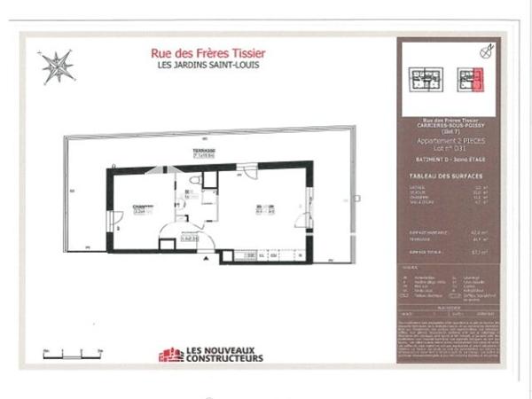 Location Appartement 2 pièces 42.4 m² - 136 RUE DES FRERES TISSIER Carrieres Sous Poissy 78955