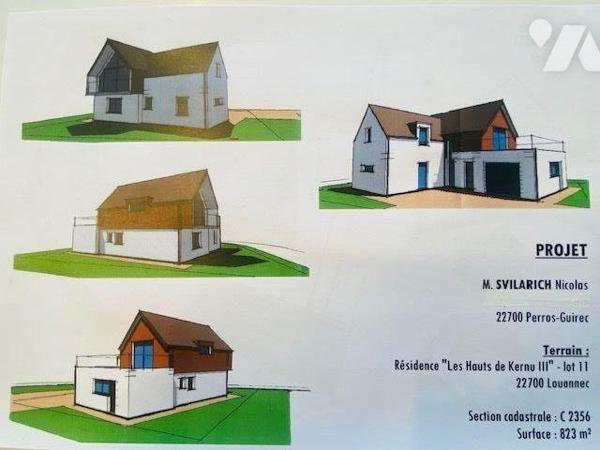 A VENDRE à LOUANNEC, un terrain à bâtir de 823 m² sur lequel existe un permis de construire, pu...