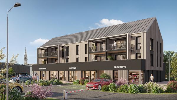 Vente d'un appartement de 2 pièces en dernier étage avec box et place de parking dans le centre de Planguenoual