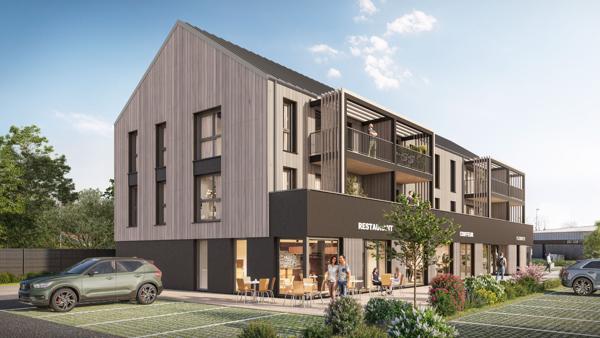 Vente d'un appartement de 2 pièces en dernier étage avec box et place de parking dans le centre de Planguenoual