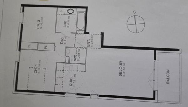 Chevigny 21800 - T3 de 62 m² avec balcon et garage