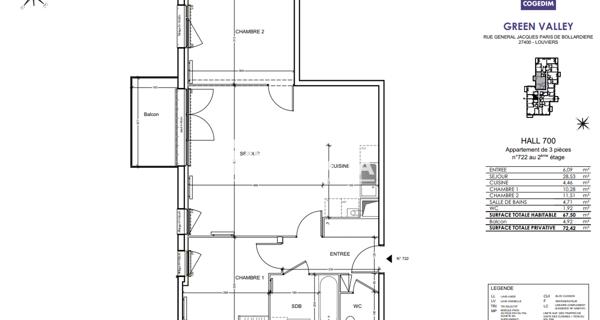 Location Appartement 3 pièces 67.5 m² - Louviers 27400