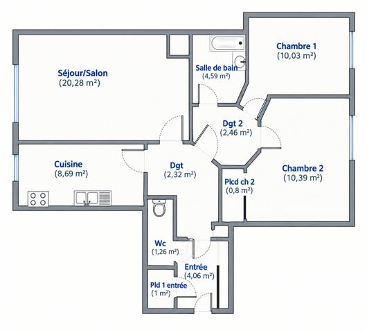 Appartement à vendre 3 pièces 67,46 m² Le Mans
