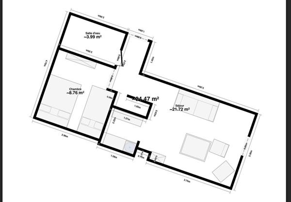 Appartement  2 pièce(s)