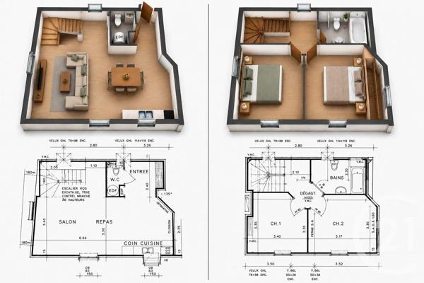 Appartement T3 à vendre  3 pièces - 48,10 m 2   THEIX NOYALO  - 56