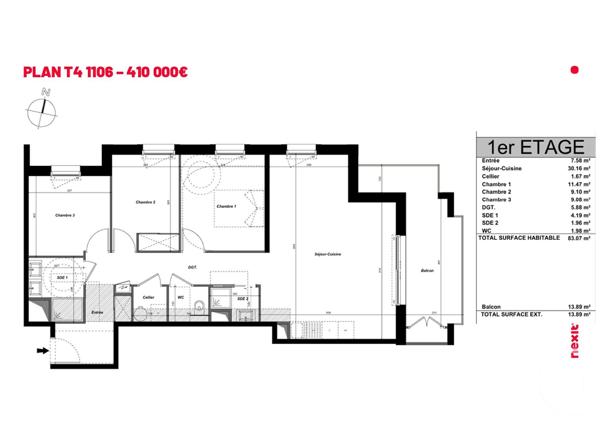 Appartement F4 à vendre  4 pièces - 83,07 m 2   ST TROJAN LES BAINS  - 17