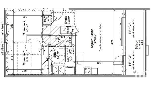 Appartement à vendre 3 pièces 64 m² Vif