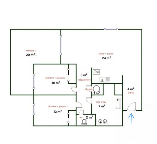 APPARTEMENT 3 PIECES TERRASSE 2 PARKING PRIVATIF EN SOUS-SOL – QUARTIER CENTRE VILLE – PIERRUGUES - MANNES - CANISSONS –