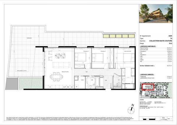 Appartement T4 à vendre  4 pièces - 96,57 m 2   BAILLARGUES  - 34