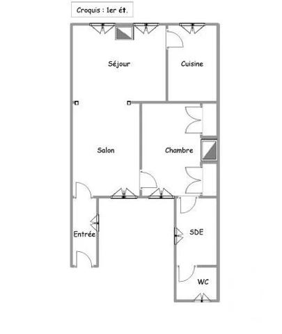 Appartement F3 à vendre  3 pièces - 53,74 m 2   CHARTRES  - 28