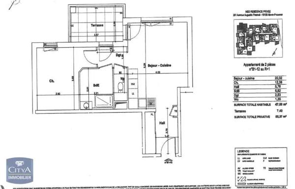 Appartement à louer 2 pièces 47.88m² Aix-en-Provence (13290)