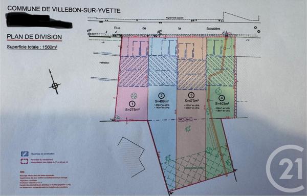 Terrain à vendre  275 m2 VILLEBON SUR YVETTE - 91
