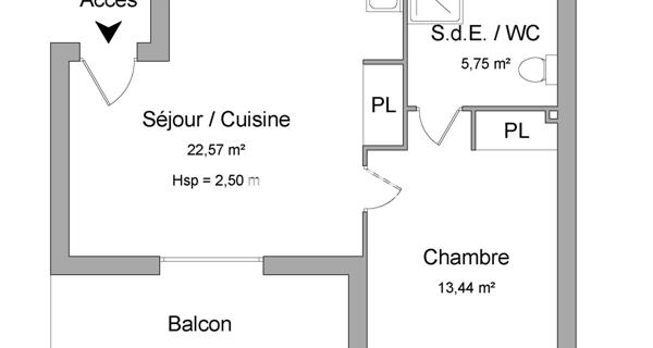 Location Appartement 2 pièces 41.76 m² - Narbonne 11100