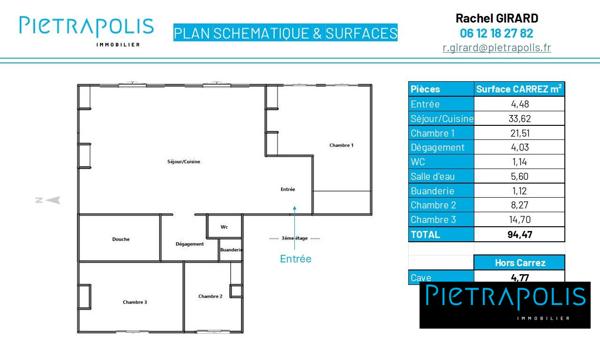 Appartement bourgeois T4 - étage élevé - traversant - sans travaux