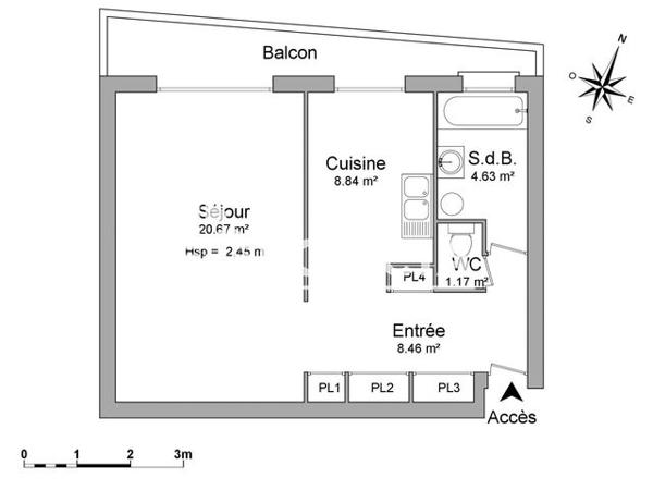 Location Studio 43.77 m² - RESIDENCE LES ARCHERS Rethel 08300