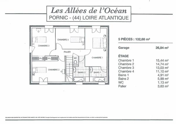 PORNIC (44) Maison à vendre 5 pièces de 132 m² habitable - Gargare - Terrain de 600 m²
