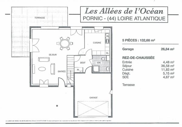 PORNIC (44) Maison à vendre 5 pièces de 132 m² habitable - Gargare - Terrain de 600 m²