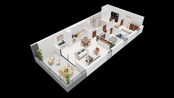 Appartement 3 pièces au rdj