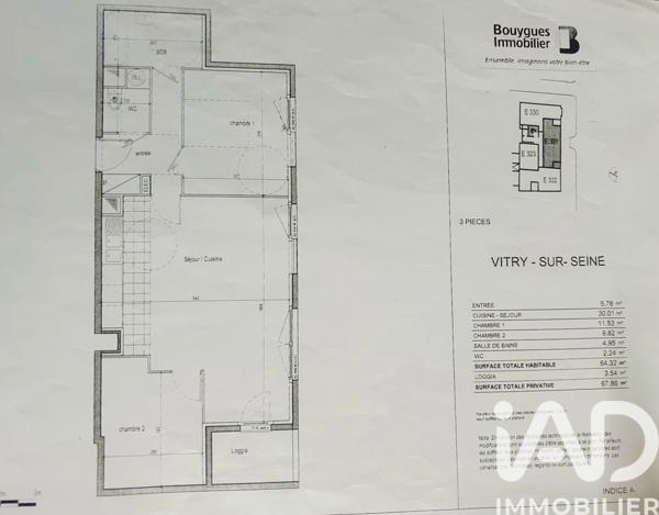 Appartement à vendre 3 pièces 64 m² Vitry-sur-Seine