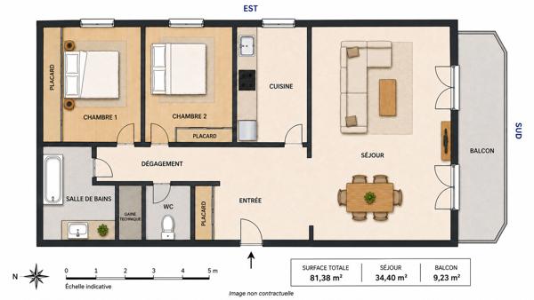 T3 de 81 m² - BALCON - FORT POTENTIEL