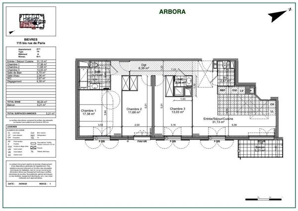 Appartement à vendre 4 pièces 90 m² Bièvres