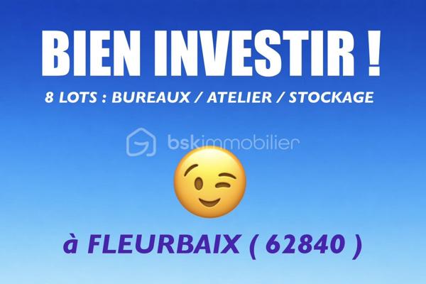 Ce BÂTIMENT PROFESSIONNEL est situé à l'entrée de la Zone Industrielle de FLEURBAIX ! ( 62840 )
Il mesure 800 m2 au sol, et il est posé sur une parcelle de 4000 m2 ( 2600 + 1400 ).
Le terrain de 1400 m2 reste constructible ( 34 x 42 m ) et pourrait-être bâti, divisé et/ou revendu.

L'entrée est sécurisé par un portail métallique motorisé et des contrôles d'accès.
De nombreuses places de PARKING sont présentes en façade, sur le côté et à l'arrière du bâtiment.
L'allée latérale permet aux camionnettes et aux semi-remorques, d'entrer et de sortir sans difficulté...C'est pratique pour les livraisons ! 

Il est divisé et loué en ATELIER, en STOCKAGE et en BUREAUX.

Son EMPLACEMENT EXCEPTIONNEL et les ACTIVITES en place, lui assure des REVENUS STABLES et CONFORTABLES.

C'EST LE BON INVESTISSEMENT DE 2026 !

Il est à proximité de l'A25, de la RN41, d'ARMENTIERES, de LILLE, d'ESTAIRES, de MERVILLE, de BAILLEUL...LA LOCALISATION EST IDEALE.

SA COMPOSITION :
- 5 LOTS DE BUREAUX ( 26, 32, 25, 65, 63 m2 )
- 3 LOTS DE DEPÔTS / ATELIERS + MEZZANINE.
- 1 BLOC SANITAIRE
- 1 BLOC VESTIAIRE
- Un ESPACE CUISINE COMMUNE

SES ASPECTS TECHNIQUES :
- CONSTRUCTION BRIQUE, PARPAING et CHARPENTE METALLIQUE.
- TOITURE BAC ACIER
- BARDAGE METALLIQUE et 4 PORTES avec RIDEAUX motorisés
- LES MENUISERIES sont en PVC double vitrage avec VOLETS ROULANTS
- Tableaux électriques centralisé, avec des décompteurs pour chaque lot.

LES NOTIONS ECONOMIQUES :
- La TAXE FONCIERE de 2800 euros est prise en compte par les locataires professionnels ( au prorata des surfaces occupées )
- 5 lots sont actuellement loués 2950 + 300 + 220 + 620 + 60 + 180 = 4330 /mois, soit 51960 /an
- 2 lots de bureaux restent vacants, valeurs locatives 600 + 300 = 900 /mois, soit 10800 /an ( Arnaud qui est sur place, est en mesure de gérer la mise en location ).
- REVENUS ENTIEREMENT LOUE 62760 ( 51960 + 10800 ). 10 % de rentabilité. 
- SI EMPRUNT 100 % sur 20 ans = 4179 /mois, je vous laisse calculer le CASHFLOW POSITIF. 
- Les baux sont en place depuis de nombreuses années ( 2015, 2017, 2022, 2024 en renouvellement )
- Le terrain de 1400 m2 constructible, pourrait-être revendu env. 130000 à 150000 euros ( Le cas échéant, je suis en mesure de vous aider pour les étapes de division et de commercialisation de cette parcelle ).

VOUS CHERCHEZ UN TERRAIN CONSTRUCTIBLE POUR INSTALLER VOTRE ATELIER OU VOTRE ENTREPRISE, ET/OU VOUS ÊTES UN BON INVESTISSEUR !
Vous allez donc m'appeler O6 3O 89 OO O8...GILLES, LE DENICHEUR DE BONNES AFFAIRES.

DES PHOTOS ET VIDEOS SONT DISPONIBLES SUR SIMPLE DEMANDE !

Pour des acquéreurs qualifiés,  nous sommes en recherche de biens immobiliers à vendre sur l'ensemble des Hauts de France.
N'hésitez pas à nous contacter pour une estimation de votre bien immobilier ( bâtiment, maison, appartement, immeuble, fonds de commerce...).  Elle vous sera offerte, et nous pourrons ainsi échanger sur la qualité et la différence de nos actions commerciales,  qui transforment nos ventes en de très belles réussites immobilières.
