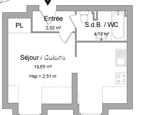 Location Studio 26.35 m² - 8/10 RUE FRANCOIS CABROL Rodez 12000