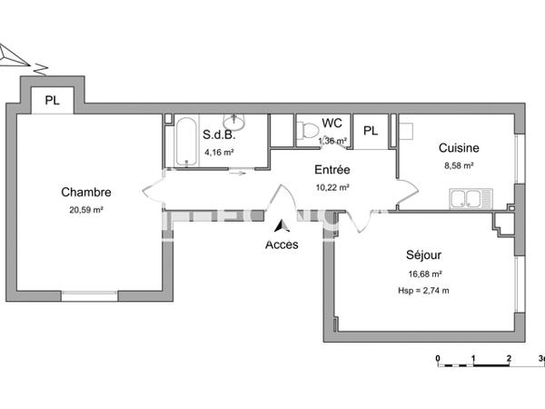 Location Appartement 2 pièces 52 m² - BATIMENT B Nancy 54000