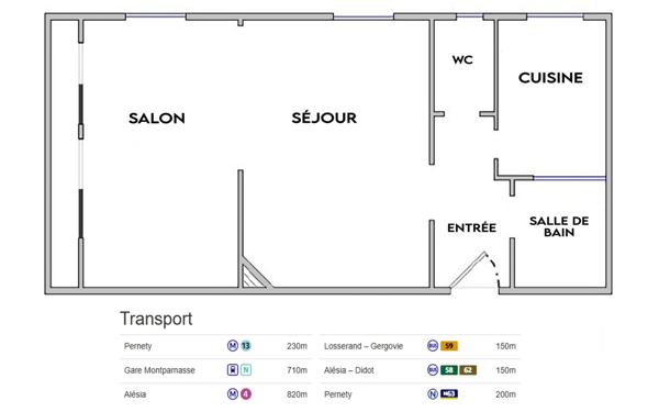 Appartement à vendre    2 pièces • 38 m2 Paris 14